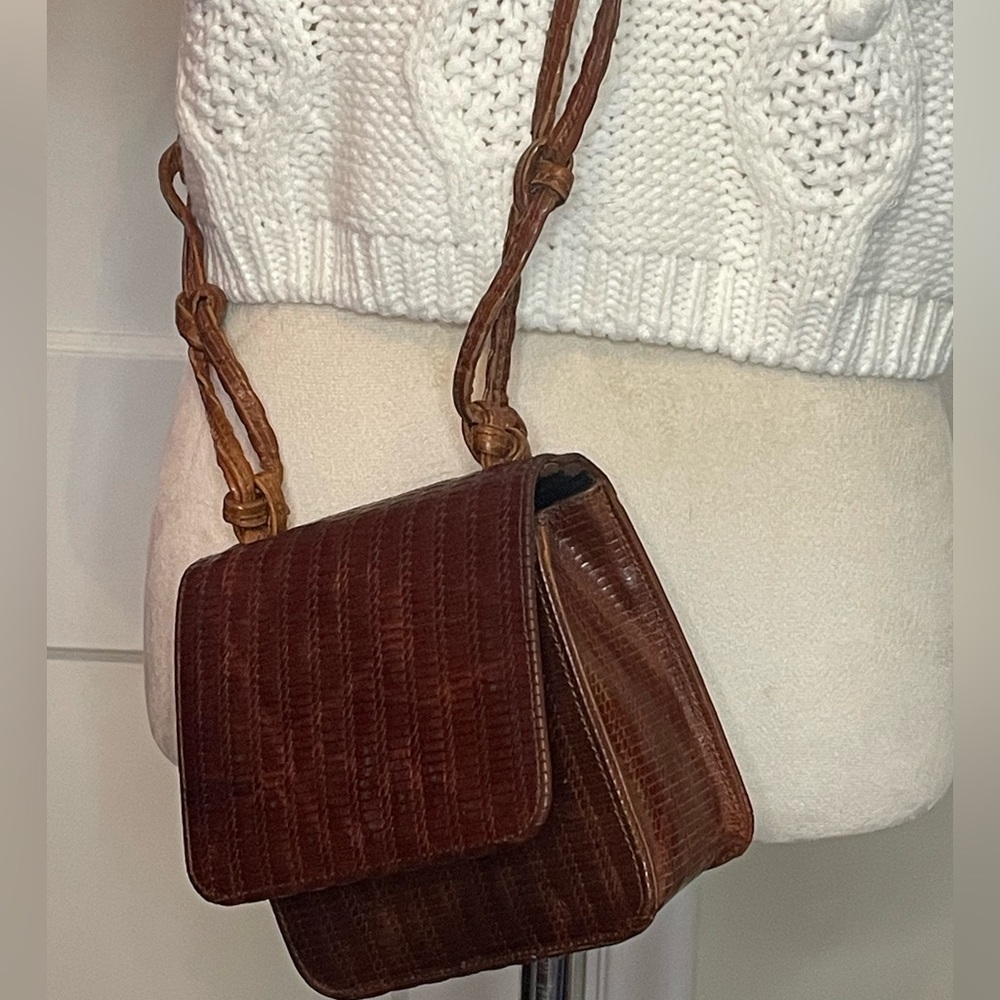Retro Paris Brown Leather Woven Crossbody Bag - Picture 3 of 6